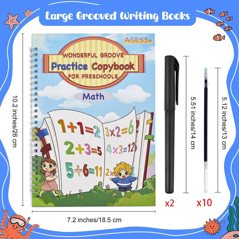 AALGO Large Magic Practice Copybook,Reusable Handwriting Practice for Kids 5-7 8-10,Grooved Writing Book Preschool Learning Activities - Image 2